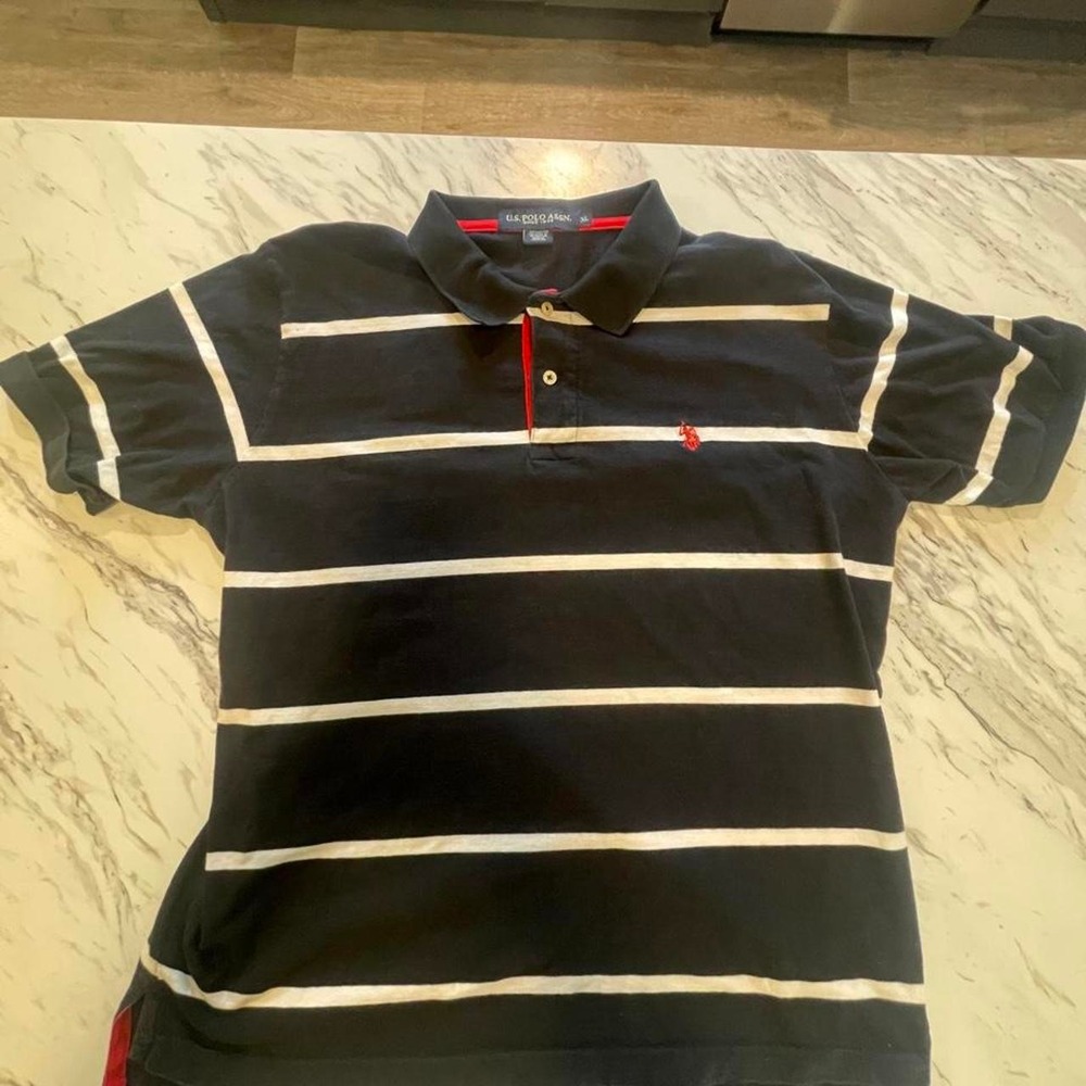 US Polo ASSN Blue With White Stripes 100% Cotton Short. Size XL
